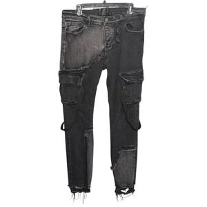 Valabasas Men's Distressed Jeans Size‎ 34 Streetwear Straps Skater Grunge Cargo